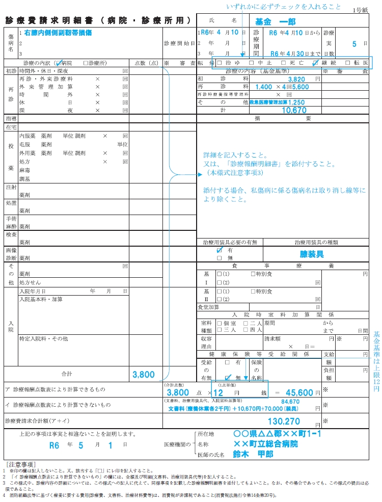 診療費請求明細書（病院・診療所用）